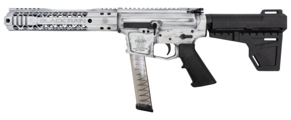 Black Rain Fallout CQB Pistol 9mm, 7.5" Barrel, Blade Brace, Battleworn White, 30rd
