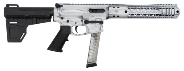 Black Rain Fallout CQB Pistol 9mm, 7.5" Barrel, Blade Brace, Battleworn White, 30rd