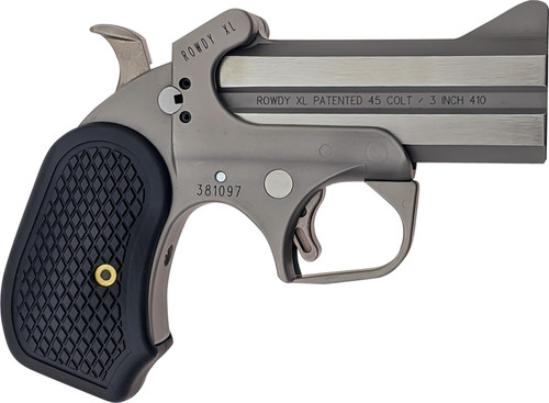 Bond Arms Rowdy XL, Derringer .410 Bore/45 Long Colt, 3.5" Barrel, 3" Chamber, Fixed Sights, Silver, 2rd - Bond Arms | The Gun Shop