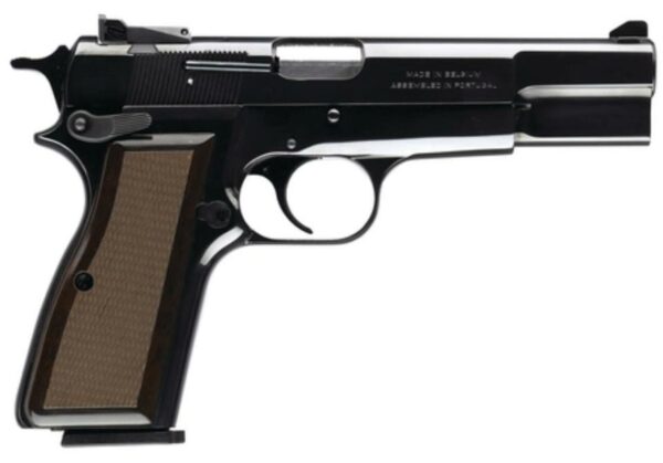 Browning HiPower Standard 9mm 4.62", FS Walnut Grip Blued, 10 rd