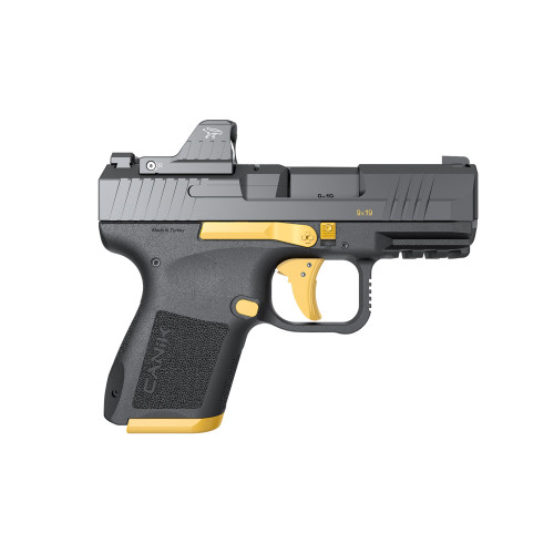 Canik METE MC9 9mm, 3.18" Barrel, Black w/ Gold Accents, MeCanik MO1 Red Dot, 15rd - Canik | The Gun Shop