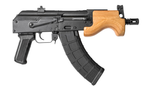 Century Micro Draco 7.62x39mm, 6.25" Barrel, Black Rec, Wood Handguard, Tan AWS Backpack, 30rd - Century Arms | The Gun Shop