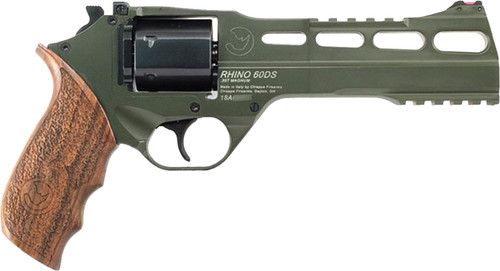Chiappa Rhino 60DS 357 Magnum, 6" Barrel, Hunter Cerakote, Olive Drab Green, Walnut Grip, 6rd - Chiappa | The Gun Shop