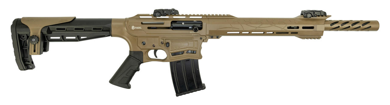 Citadel Boss-25 12 Ga, 18.75" Barrel, Flip-Up Sights, Mag Fed, FDE, 5rd