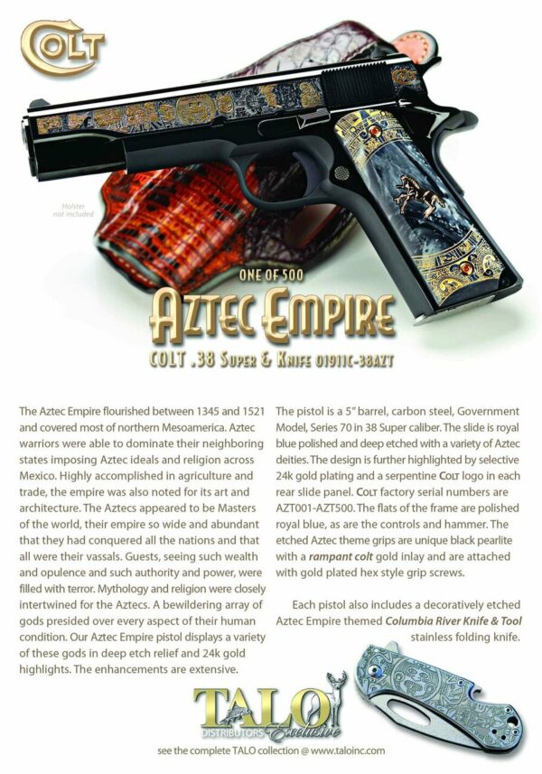 Colt 1911 Government .38 Super, TALO Exclusive, Aztec Empire, 1 of 500