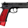 CZ 75 SP-01 9mm, 4.6" Barrel, Black / Red Henning Aluminum Grip/Mag Cap, 22rd