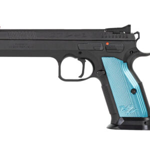 CZ TS 2 9mm, 5.23" Barrel, FO Front, Blue Aluminum Grips, Black, 20rd