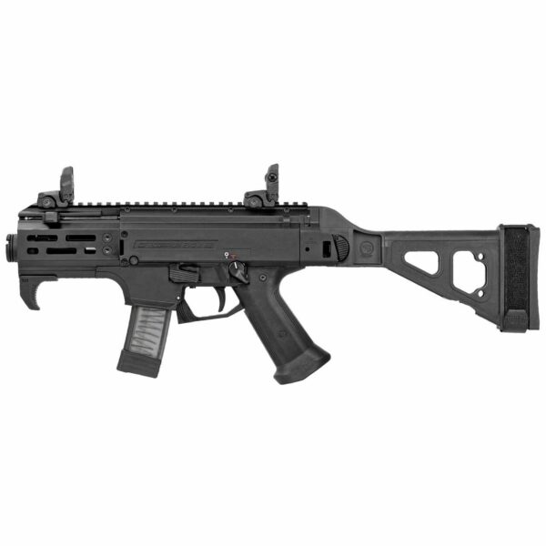 CZ Scorpion EVO 3 S2 9mm, 4" Barrel, SB Folding Stock, MBUS Rear, Black, 10rd