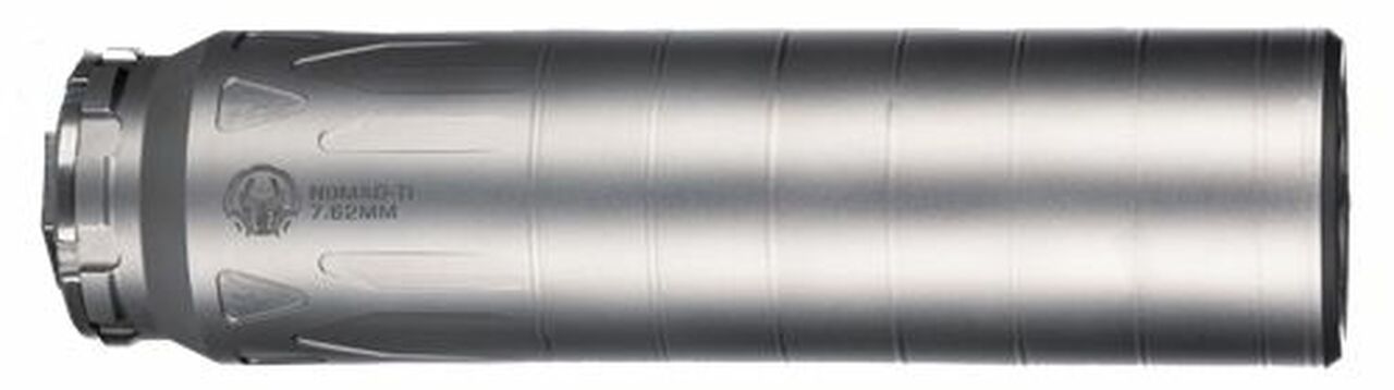 Dead Air Nomad-TI 7.62mm Suppressor, 6.5" Length, 9.6oz Weight, 5/8x24 TPI, Raw Titanium Finish