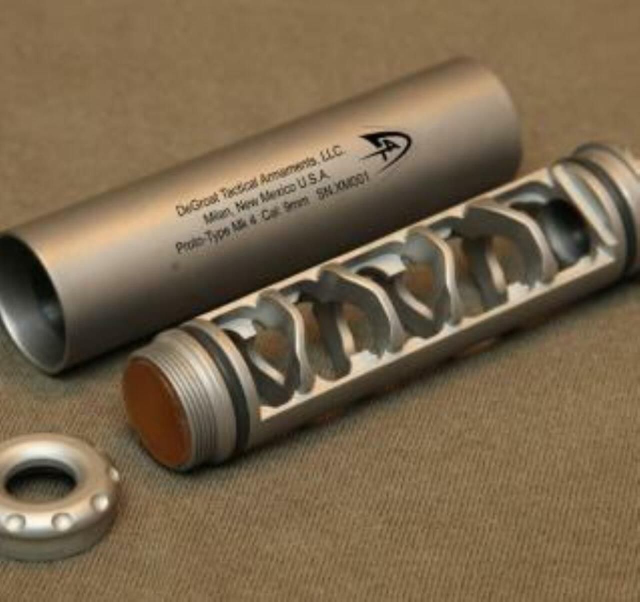 DeGroat Nano Silencer (Narrow Aperture Noise Obliterator), 9mm, 100% Titainium - Matte Black, 1/2x28 TPI