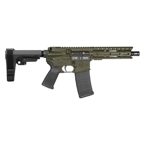 Diamondback DB15 5.56mm 30rd,7" Olive Drab Green Cerakote Heavy Barrel 6" M-Lok Handguard 7075-T6 Aluminum SBA3 Brace Magpul MOE Grip - Diamondback Firearms | The Gun Shop