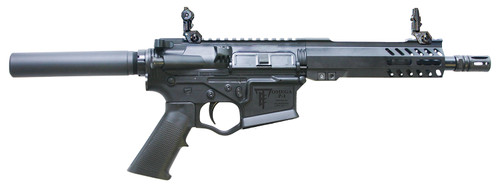 ET Arms Omega P1 5.56mm, 7.50" Threaded Barrel, A2 Hider, Flip Up Sights, Buffer Tube Brace, A2 Grip, M-Lok Free-Float Handguard, 60rd - AR-15 Pistols | The Gun Shop