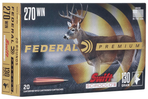Federal Premium Hunting 270 Win, 130gr, Swift Scirocco II, 20Bx/10Cs - Ammo | The Gun Shop