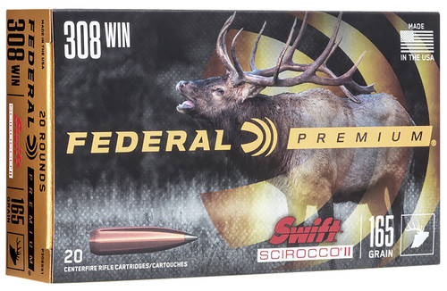 Federal Premium Hunting 308 Win, 165gr, Swift Scirocco II, 20rd Box - Ammo | The Gun Shop