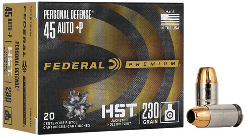 Federal Premium 45 ACP +P 230gr, HST Jacketed Soft Point, 20Bx/10Cs - Ammo | The Gun Shop