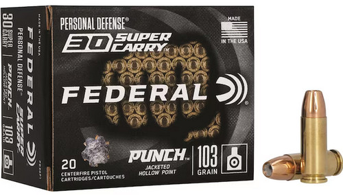 Federal Personal Defense 30 Super Carry, 103gr, Punch Hollow Point, 20rd Box - Ammo | The Gun Shop
