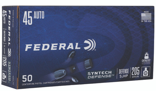 Federal Syntech Defense 45 ACP, 205gr, Semi-Jacketed Hollow Point, 50rd Box - Ammunition | The Gun Shop