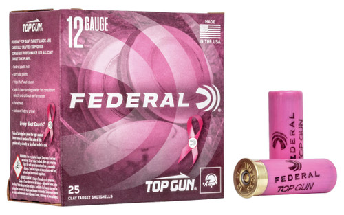 Federal Top Gun 12 Ga, 2.75", 1 1/8 oz, 8 Shot, Pink Shells For Breast Cancer Awareness, 25rd Box - Ammo | The Gun Shop