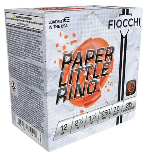 Fiocchi Paper Little Rino 12 Ga, 2.75", 1 1/8 oz, 7.5 Shot, 25rd Box - Ammunition | The Gun Shop