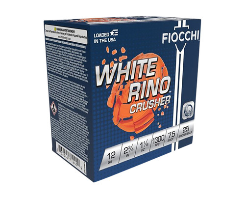 Fiocchi White Rino Crusher 12 Ga, 2.75", 1 1/8 oz, 7 Shot, 25rd Box - Ammo | The Gun Shop