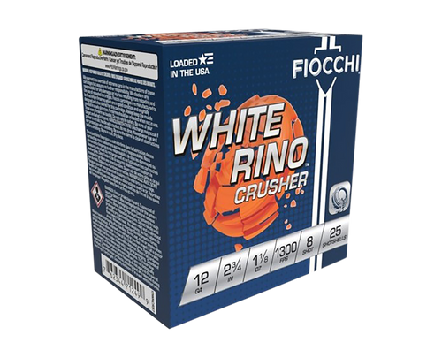 Fiocchi White Rino Crusher 12 Ga, 2.75", 1 1/8 oz, 8 Shot, 25rd Box - Ammo | The Gun Shop