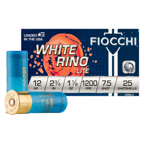 Fiocchi White Rino Lite 12 Ga, 2.75", 1-1/8 oz, 7.5 Shot, 250rd Case - Ammo | The Gun Shop