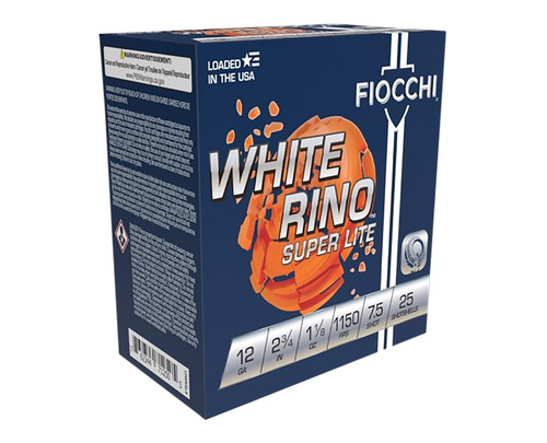 Fiocchi Exacta Target White Rino 12 Ga, 2.75", 1 1/8 oz, 7.5 Shot, 25rd Box - Ammo | The Gun Shop