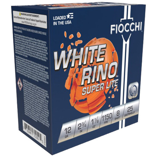 Fiocchi White Rino 12 Ga, 2.75", 1 1/8 oz, 8 Shot, 25rd Box - Ammo | The Gun Shop