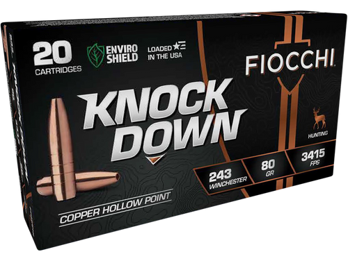 Fiocchi Knock Down 243 Winchester, 80gr, Hollow Point, 20rd Box - Ammo | The Gun Shop