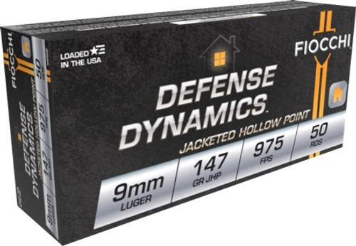 Fiocchi Dynamics Defense 9mm, 147gr, Jacketed Hollow Point, 50rd Box - Ammo | The Gun Shop