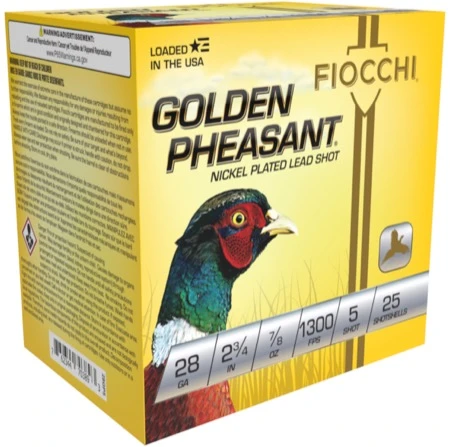 Fiocchi Golden Pheasant 28ga 2-3/4" 7/8oz #5 Shot 28GP537597 - Gordy