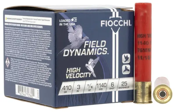 Fiocchi High Velocity 410 Gauge - 3" Chamber - 11/16oz - #6 Shot - 1140