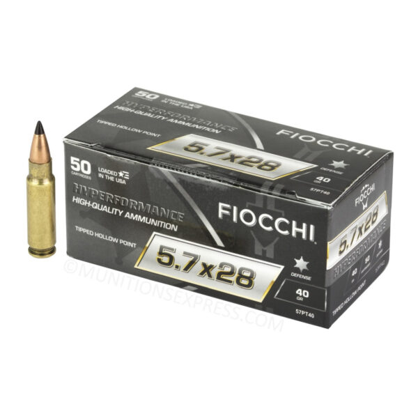 Fiocchi Hyperformance Defense 5.7x28mm Ammo 40gr Jacketed Polymer