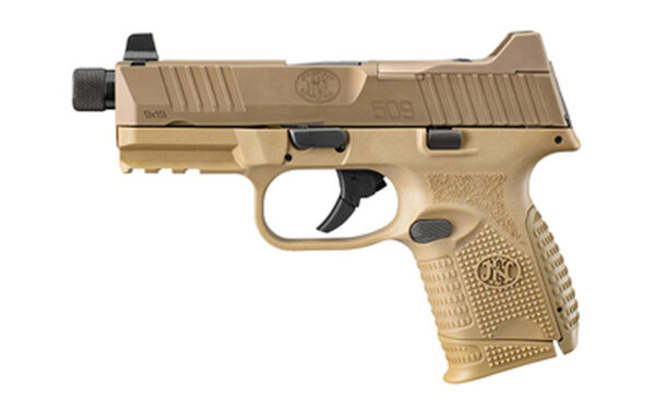 FN FN509 Compact Tactical 9mm, 4.32" Threaded Barrel, Flat Dark Earth, Suppressor-Height Night Sights, Optics Ready, 12rd-15rd-24rd Mags