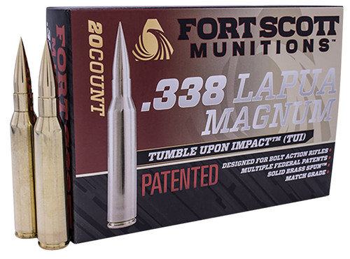 Fort Scott Tumble Upon Impact 338 Lapua Magnum, 250gr, Solid Copper Spun, 20rd Box - Ammo | The Gun Shop