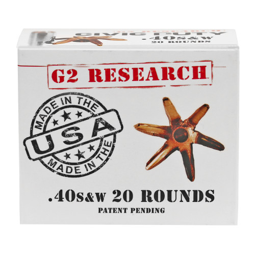 G2 Research Civic Duty 40 Smith & Wesson, 122gr, Lead Free Copper, 20rd Box - Ammunition | The Gun Shop
