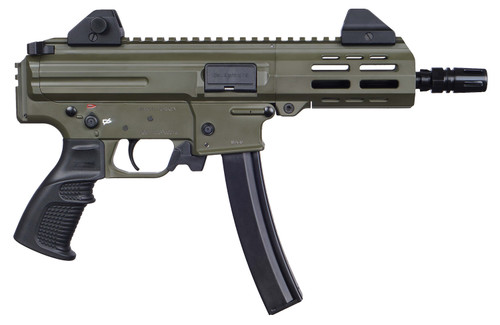 Global Defense SA-9 9mm, 6" Threaded Barrel, Barrel, Olive Drab Green, Picatinny Rail, 30rd - AR-15 Pistols | The Gun Shop