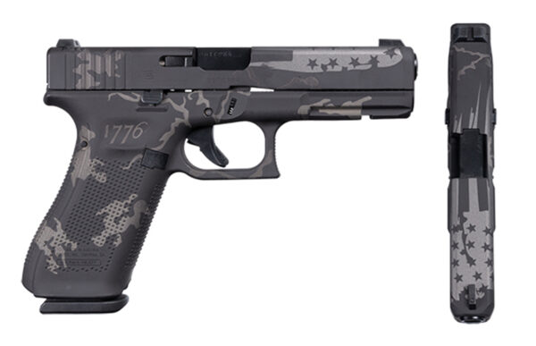 Glock 17 Gen 5 9mm, Apollo Custom, 4.5" Barrel, Black & Gray Flag W/1776 Camo, 3x 17rd