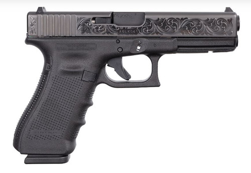 Glock G17 Gen 4 TALO Exclusive 9mm, 4.49" Barrel, Engraved Scrollwork Slide, Black Frame, 17rd - Exclusive Guns | The Gun Shop