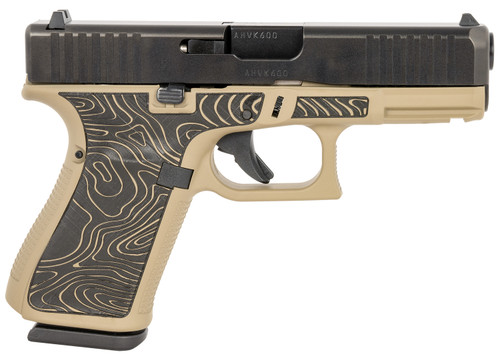 Glock G19 Gen 5 9mm, 4" Barrel, Flat Dark Earth Frame, Black Slide, Topography Grip, 15rd - Firearm | The Gun Shop
