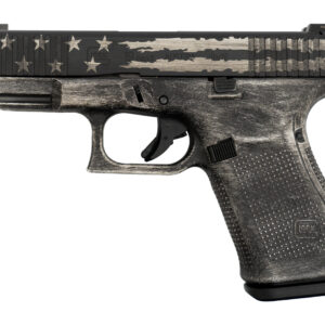 Glock 19 Gen5 AUS 9mm, 4" Barrel, Glock Night Sights, Brushed Silver/Black Flag, 15rd