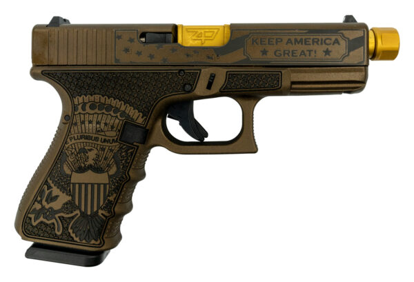 Glock 19 Gen4 Trump MAGA Limited Ed., 9mm, 4.6" Zaffiri TiN TB, Burnt Bronze, 3x 15rd