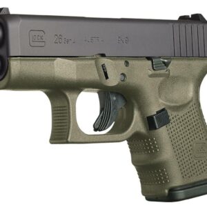 Glock G26 9mm, 3.5", Fixed Sights, 10rd, OD Green Frame