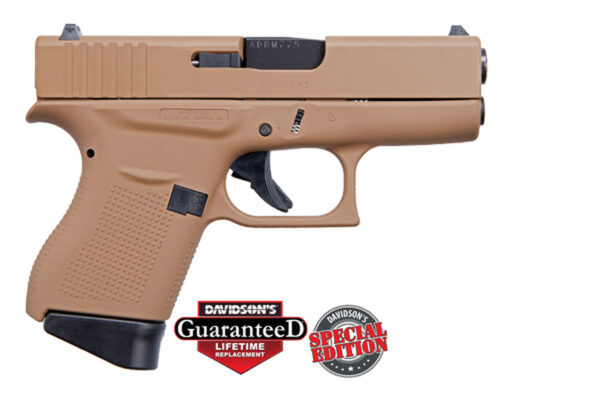 Glock 43 9mm, Apollo Custom, 3.39" Barrel Davidson Dark Earth Full Coverage, 2x 6rd Mags
