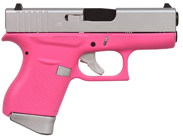 Glock G43 9mm, 3.39" Barrel, Fixed Sights, Silver/Pink Satin, 6rd
