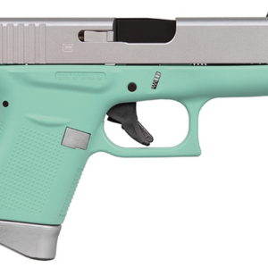 Glock G43 9mm, 3.39" Barrel, Fixed Sights, Silver/Robin Egg, 6rd