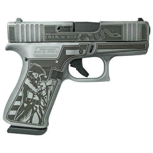 Glock G43x Custom 9mm, 3.41" Barrel, "Liberty or Death", 10rd - Collector Guns | The Gun Shop