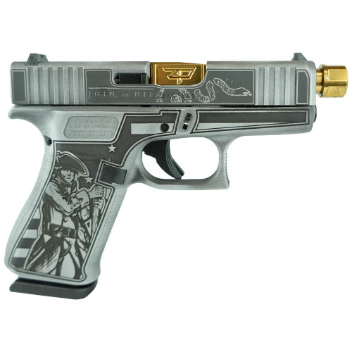 Glock 43x Custom 9mm, 4" Gold Barrel, "Liberty or Death", 10rd - Collector Guns | The Gun Shop