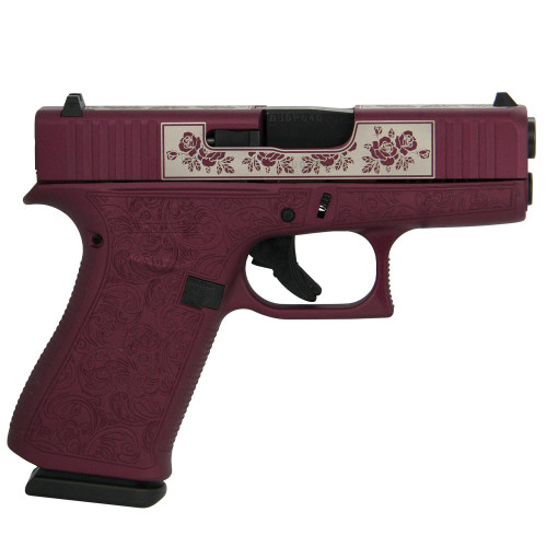 Glock 43x Custom 9mm, 3.41" Barrel, "Black Cherry Paisley", 10rd - Collector Guns | The Gun Shop
