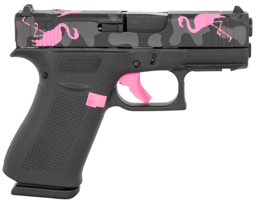 Glock G43X MOS 9mm, 3.41" Barrel, Miami Mingo, Pink Trigger, MOS Cut, 10rd - Firearm | The Gun Shop
